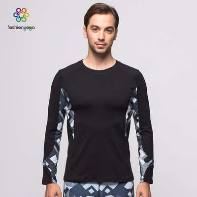 凡圣瑜伽服秋冬季新款瑜伽男圆领时尚长袖F06352