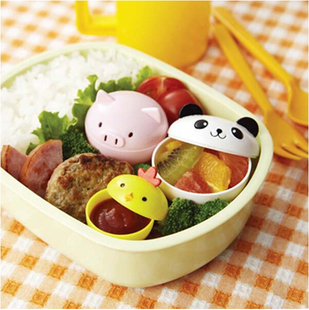 日本可爱小鸡熊猫迷你酱料盒，便当便携调味料盒番茄沙拉酱盒3个