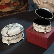 欧式椭圆形白色饰品收纳盒公主首饰盒珠宝戒指盒送女友生日盒