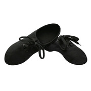 红雨舞蹈用品爵士鞋子帆布带练功软底系带舞蹈鞋黑色 12x0223