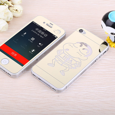 松羚 苹果4S彩色镜子电镀钢化玻璃膜 iPhone4前后膜镜面4代防爆膜