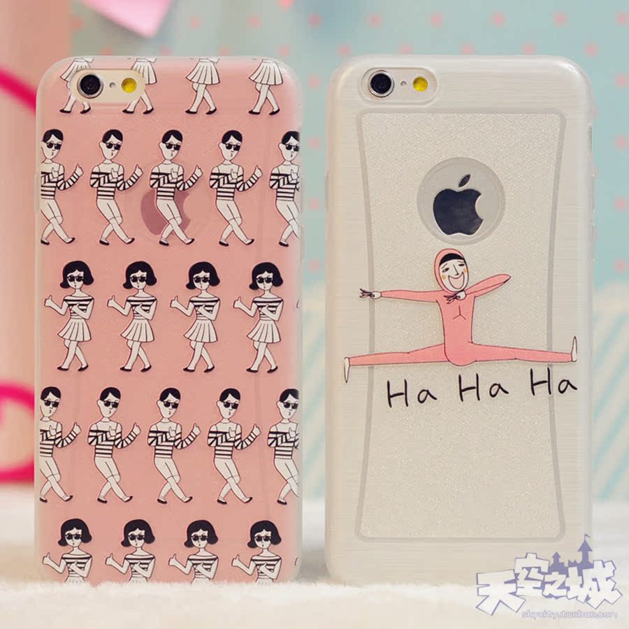 浮雕闪粉广场舞哈哈哈搞笑5.5s软壳苹果6手机壳iphone6plus手机套