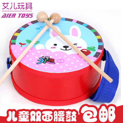 奥尔夫幼儿打击乐器木制玩具儿童鼓木质腰鼓军鼓益智手敲打玩具鼓