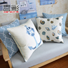 地中海沙发抱枕套蓝色北欧风格，靠垫家用全棉，简约现代飘窗装饰