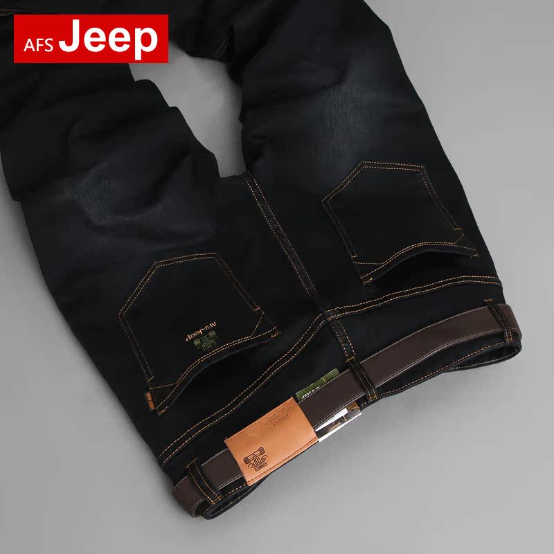 afs jeep男士nzk牛仔裤直筒秋季大码修身吉普黑色弹力男裤长裤子