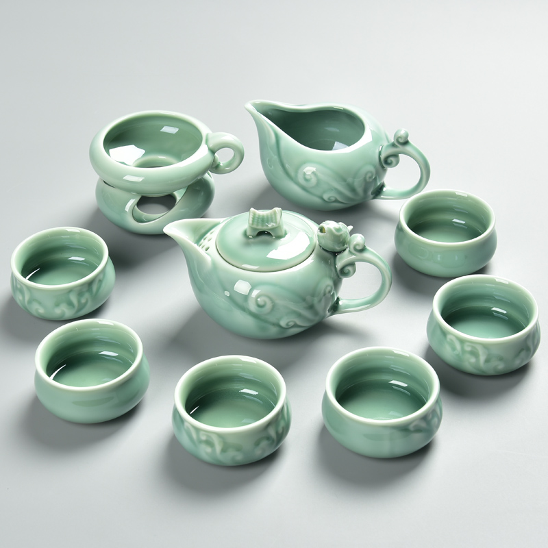 鱼跃龙门青瓷功夫茶具整套家用茶具套装茶杯茶壶过滤陶瓷|ruв категории посуда, чайный сервиз, кунг - Фу, чайный сервиз - от Buy2taobao.com для оказания профессиональной услуги покупки агента Taobao