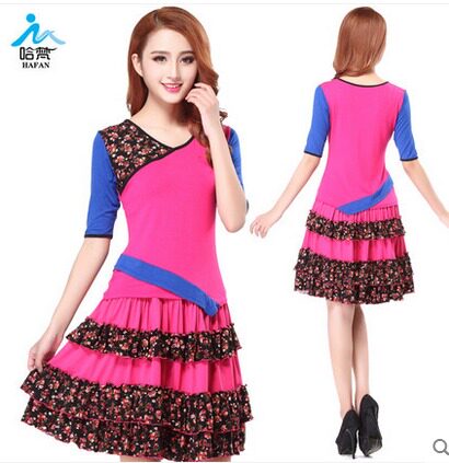 2015年广场舞服装春夏新款跳舞新款裙装中短裙演出比赛服大码套装