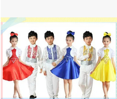 标题优化:新款幼儿园中小学生演出服装男女表演六一儿童大合唱朗诵服