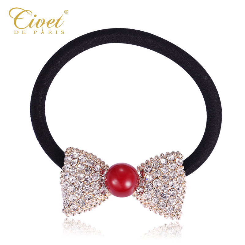 CIVET韩版发饰头饰品 韩国奥地利水钻蝴蝶发圈珍珠发绳头绳头花