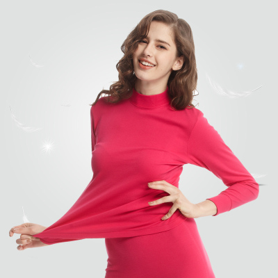 红妮内衣女士中老年人高领薄款100%纯棉全棉