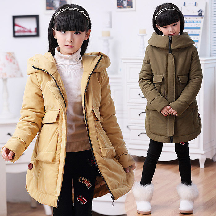 童装冬装女童棉衣2014新款中大童韩版加厚中长款儿童外套棉服棉袄