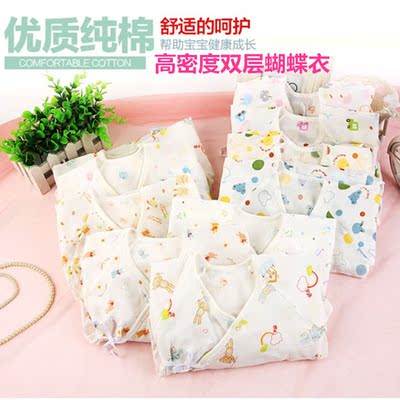 夏季宝宝高密度西松屋纱布蝴蝶衣 双层哈衣 新生儿和尚袍批发