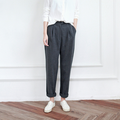 LILI EDIT/女裤子春秋新款2016潮休闲西装裤女简约宽松直筒长裤