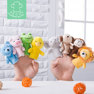 猴子狮子青蛙手指指套，婴儿宝宝安抚玩偶指偶早教，教具毛绒动物手偶