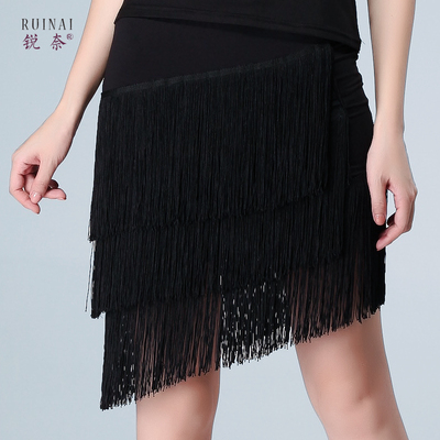 锐奈夏季拉丁舞裙半身裙流苏拉丁舞服装女成人新款交谊舞练习裙