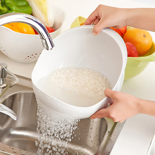 日本厨房洗菜篮子塑料沥水篮米洗菜盆家用客厅水果盘洗米筛神器