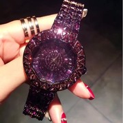 美人鱼手表镶水钻女表搭配手镯表紫色女表满钻个性大表盘防水手表