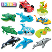 INTEX水上动物游泳圈坐骑大海龟蓝鲸鱼座圈玩具儿童成人充气