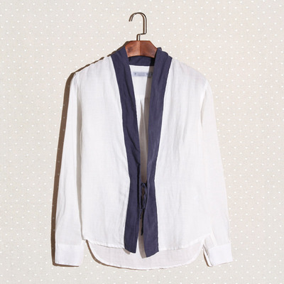 ESYE秋装新日系复古男士<em>长袖</em>衬衫休闲<em>亚麻开</em>