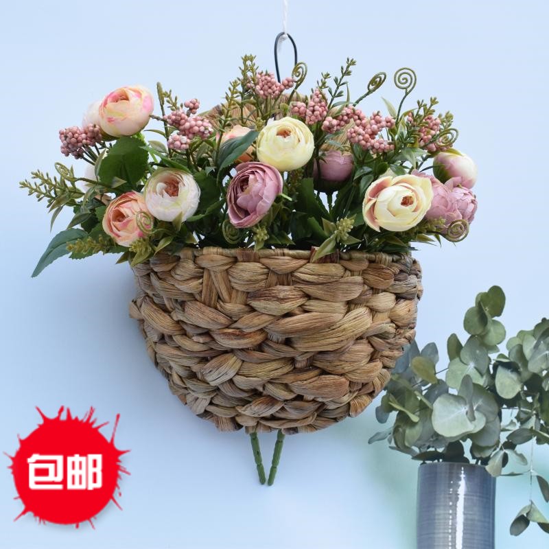 一个包邮,壁挂花篮插花套装 田园文艺草盆 草编插花篮 墙壁花篮在类目 家居饰品, 壁饰中 - 来自Buy2taobao.com提供专业的淘宝代购服务