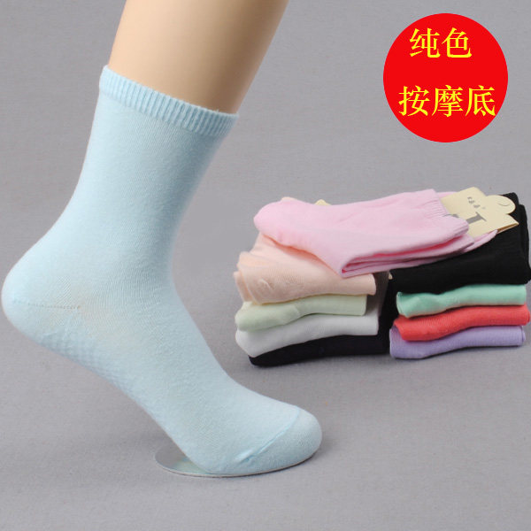 女士袜子 纯棉冬天保暖袜子 款式齐全 高品质中筒女袜 纯色女袜