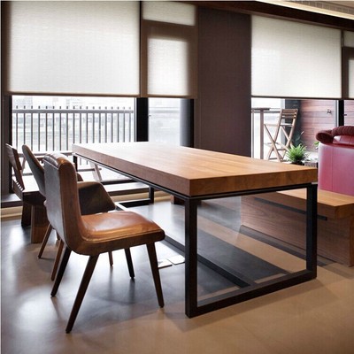 标题优化:特价铁艺实木餐桌 餐桌椅组合松木书桌 会议桌办公桌简易桌子