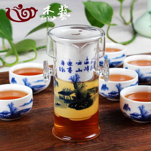泡茶壶红茶茶具套装玻璃陶瓷过滤双耳泡茶器功夫茶壶花茶冲茶器