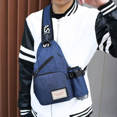 男士胸包韩版潮男单肩包学生户外帆布斜挎包男运动背包休闲包包