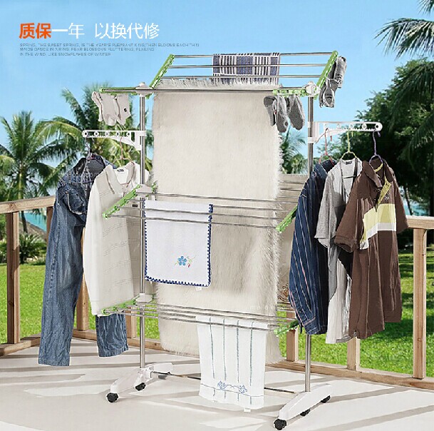 Homepower多功能落地伸缩折叠不锈钢晾衣架 阳台大型可移动晒被架|ruв категории получать отделка, прачечная/солнце/уход, земли/подъемная вешалка - от Buy2taobao.com для оказания профессиональной услуги покупки агента Taobao