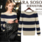 上下架计划:ZARA2014秋冬新款韩版条纹显瘦女针织衫长袖打底衫圆领套头毛衣女