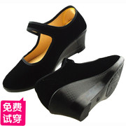 老北京布鞋女鞋单鞋坡跟鞋高跟鞋工作鞋，职业百搭女黑色，布鞋子(布鞋子)