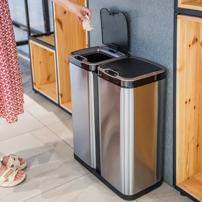 不锈钢智能感应垃圾桶欧式家用客厅厨房卫生间带盖分类电动大