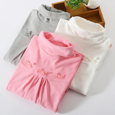 女童中大童装儿童加厚长袖高领春秋装秋冬季2015新款岁纯棉打底衫