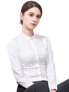 弹性职业装白衬衫女长袖春秋韩版正装，衬衣工装学生商务上衣弹力棉