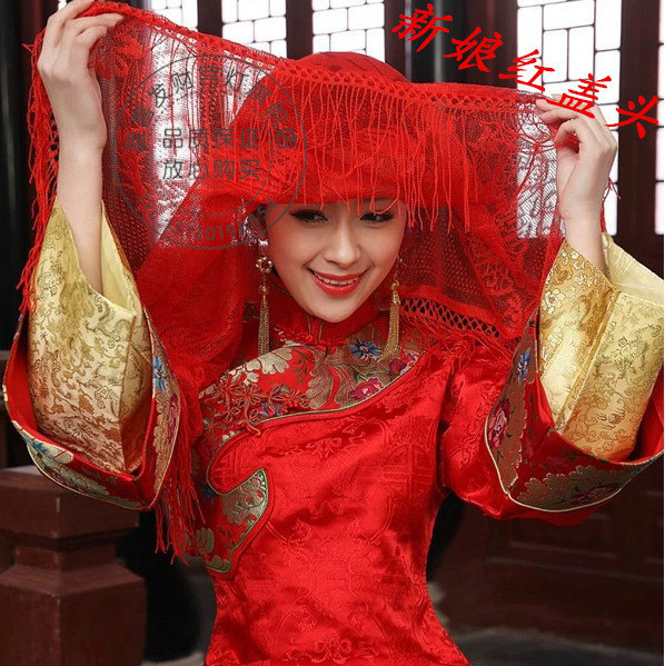 新款婚禮新娘紅蓋頭 透明蓋頭帶亮片 結婚用品大紅色頭巾喜帕在類目 節慶用品/禮品, 新娘配件中 - 來自Buy2taobao.com提供專業的淘寶代購服務