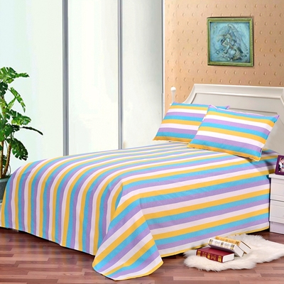 标题优化:老粗布床单单件全棉单人学生纯棉粗布宿舍1.2米1.5米双人条纹床品
