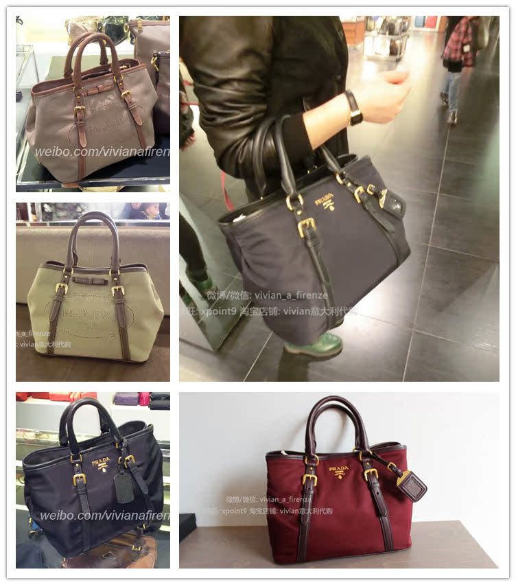Vivian ] Italian spot purchasing PRADA canvas /nylon handbag ...