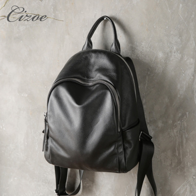 cizoe欧美时尚头层牛皮双肩包简约软皮真皮女包休闲真皮双肩背包