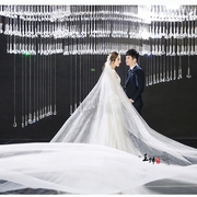 新娘头纱韩式简约裸纱3米宽5米10米超长婚纱摄影旅拍软纱