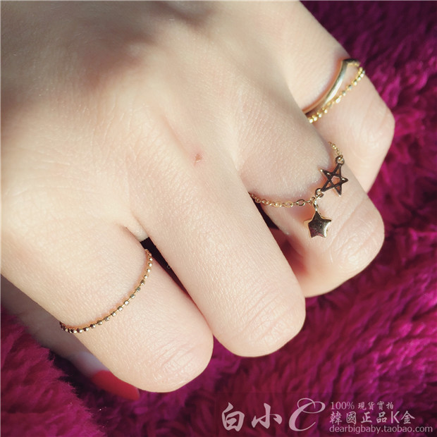 the republic of korea Imported Imported 14k Gold Ring Rose Gold Hollow Five-pointed star Ring Adjustable Sizein the Jewelry/Diamond/Jade/Gold , K gold jewelry, Bracelets category - from Buy2taobao.com to provide professional Taobao agent buy service