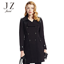 JUZUI/玖姿经典英伦风衣女春新款修身双排扣气质显瘦中长款外套图片