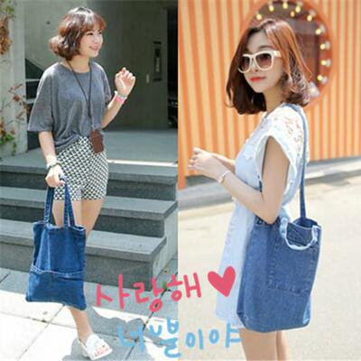 2017新款时尚女包帆布袋文艺牛仔包单肩大购物袋斜挎妈咪包bubao