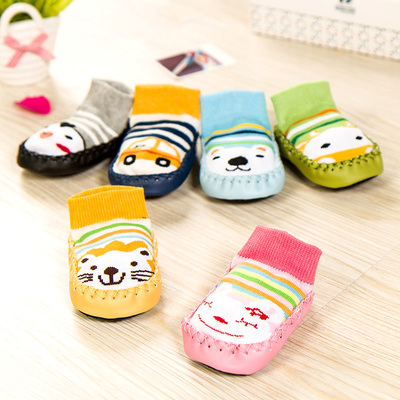 婴儿袜宝宝地板袜春秋款短筒船袜儿童袜子防滑底隔凉厚底学步鞋袜