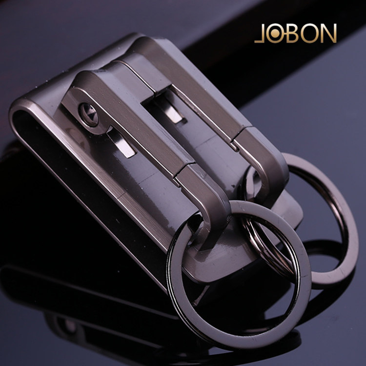 jobon中邦高档腰挂钥匙圈汽车钥匙扣男穿皮带金属钥匙链创意礼品