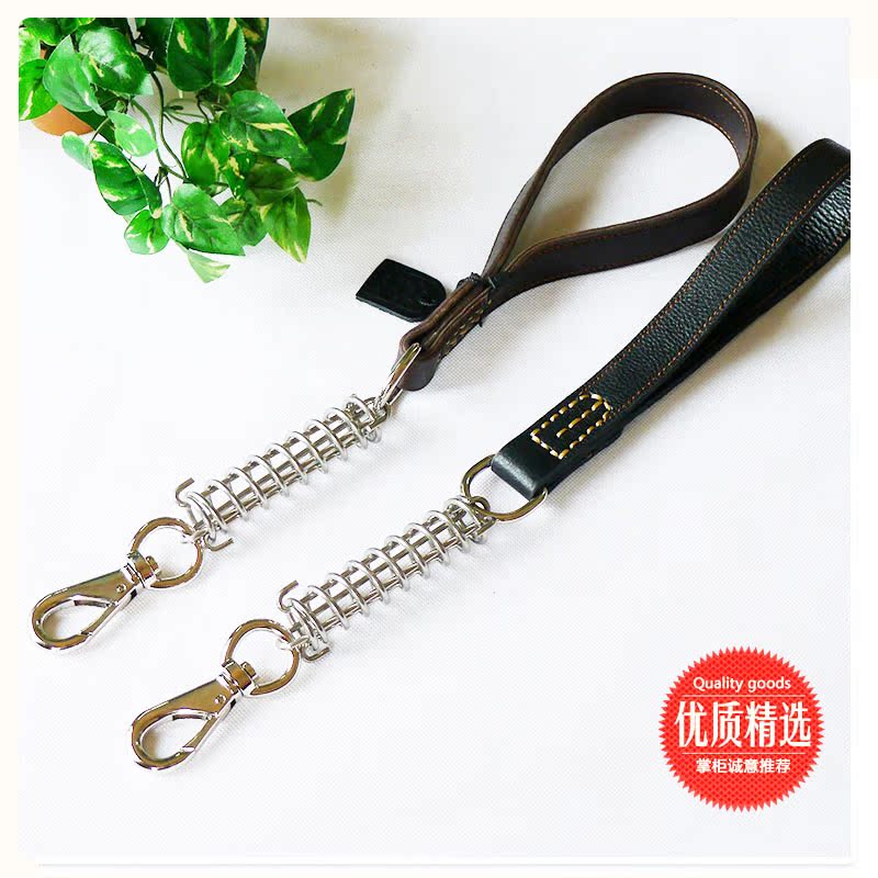 genuine leather Stainless steel Buffer Leashes Dog rope Short pull Medium dogs Golden Retriever German Shepherd Traction ropein the Pet/Pet food and supplies , Cat/Dog Supplies , Household leashes category - from Buy2taobao.com to provide professional Taobao agent buy service