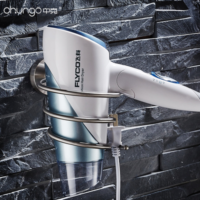 304不锈钢拉丝壁挂理发店电吹风机架子浴室收纳架卫生间风筒架