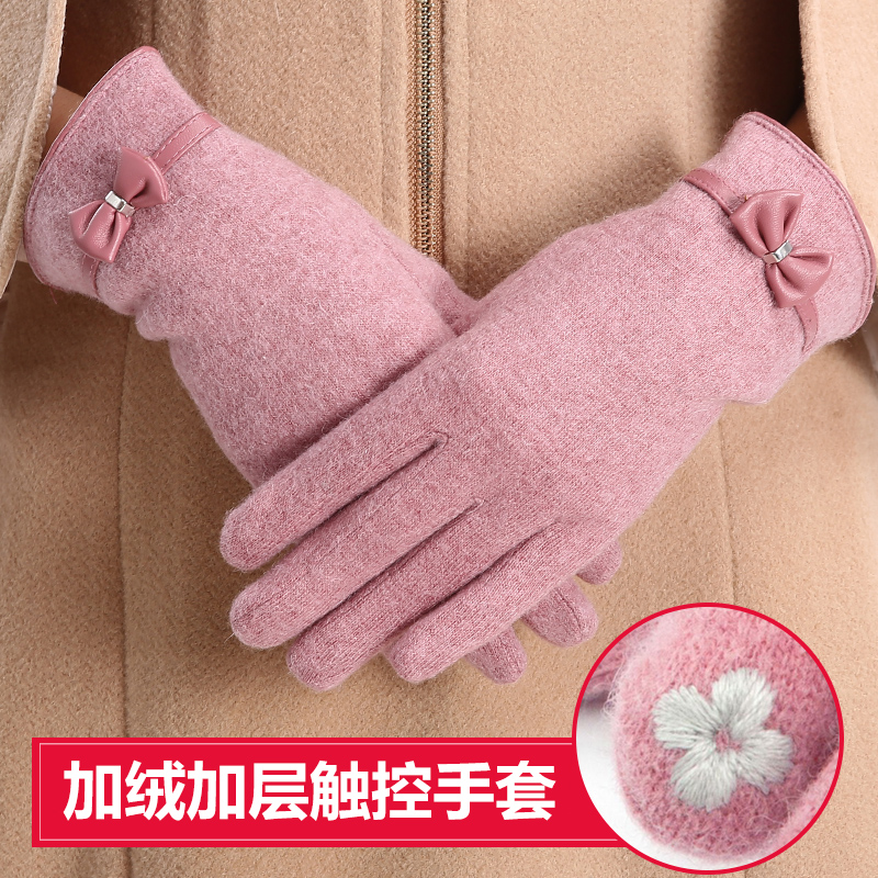羊绒手套女秋冬季韩版学生开车青年加绒加厚防寒骑车保暖羊毛手套