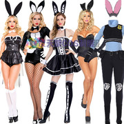 万圣节成人性感兔女郎cosplay服装黑色兔子装制服夜店酒吧演出服
