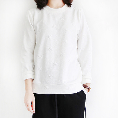 2016秋冬新款韩版圆领套头宽松长袖T恤女简约休闲学生运动卫衣潮