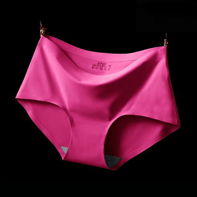 『EOVE』无痕内裤 女士冰丝一片式中腰大码女性感夏纯棉档三角裤